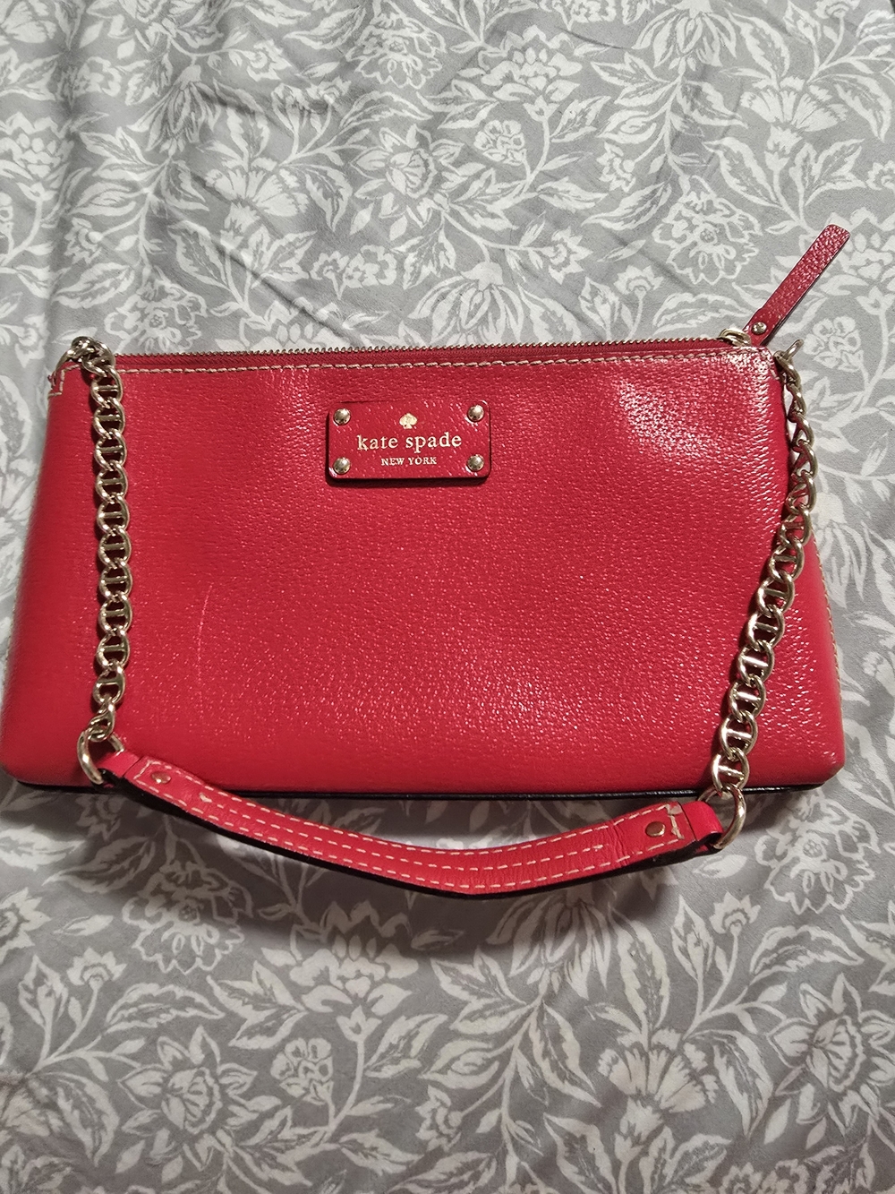 Kate Spade Red Leather Chain Strap Handbag